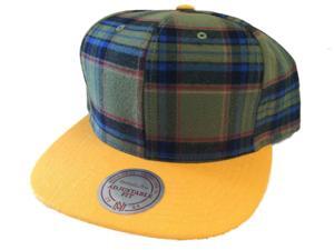 Mitchell & Ness Est 1904 Green Plaid Yellow Flatbill Snapback Adj Hat Cap Mitchell & Ness Est 1904 Green Plaid Yellow Flatbill Snapback Adj Hat Cap