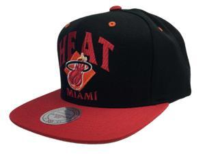 Miami Heat Mitchell & Ness Black & Red Flat Bill Adj Snapback Hat Cap Miami Heat Mitchell & Ness Black & Red Flat Bill Adj Snapback Hat Cap