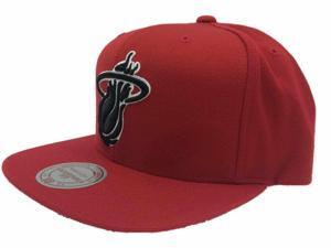 Miami Heat Mitchell & Ness Acrylic Flat Bill Red Snapback Adj Hat Cap Miami Heat Mitchell & Ness Acrylic Flat Bill Red Snapback Adj Hat Cap
