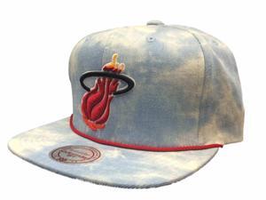 Miami Heat Mitchell & Ness Cotton Faded Blue Flat Bill Snapback Adj Hat Cap Miami Heat Mitchell & Ness Cotton Faded Blue Flat Bill Snapback Adj Hat Cap