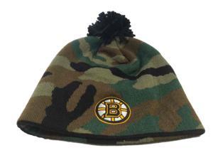 Boston Bruins Reebok Camo Heavy Knit Poofball Acrylic Black Beanie Cap Hat Boston Bruins Reebok Camo Heavy Knit Poofball Acrylic Black Beanie Cap Hat