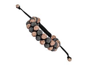 8mm Gray & Peach Crystal Double Row Beads Black Cord Bracelet 8mm Gray & Peach Crystal Double Row Beads Black Cord Bracelet