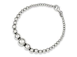Sterling Silver Polished Graduated Round Bead Bracelet Sterling Silver Polished Graduated Round Bead Bracelet