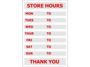 Store Hours - 8" x 12" Decal - 6 Pack Store Hours - 8" x 12" Decal - 6 Pack