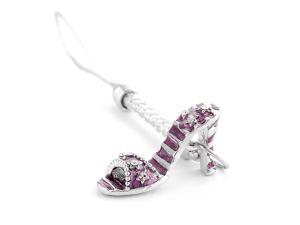 Glamorousky High Quality White Strap with Purple High-heeled Shoe Charm by Purple Swarovski Element Crystals Glamorousky High Quality White Strap with Purple High-heeled Shoe Charm by Purple Swarovski Element Crystals