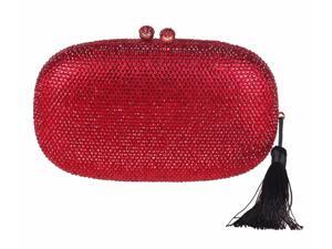 Chicastic Red Rhinestone Crystal Oval Evening Clutch With Tassel Chicastic Red Rhinestone Crystal Oval Evening Clutch With Tassel