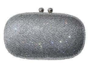 Chicastic Silver Rhinestone Crystal Oval Evening Clutch With Tassel Chicastic Silver Rhinestone Crystal Oval Evening Clutch With Tassel