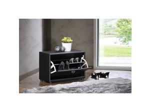 Baxton Studio Petito Contemporary 1-Tier Black Faux Leather Upholstered Shoe Cabinet Baxton Studio Petito Contemporary 1-Tier Black Faux Leather Upholstered Shoe Cabinet