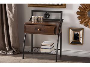 Baxton Studio Jevenci Vintage Antique Dark Bronze Metal and Walnut Wood 1-drawer Nightstand Baxton Studio Jevenci Vintage Antique Dark Bronze Metal and Walnut Wood 1-drawer Nightstand