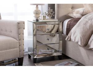 Baxton Studio Chevron Modern and Contemporary Hollywood Regency Glamour Style Mirrored 3-Drawers Nightstand Bedside Table Baxton Studio Chevron Modern and Contemporary Hollywood Regency Glamour Style Mirrored 3-Drawers Nightstand Bedside Table