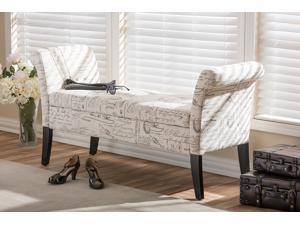 Baxton Studio Avignon Script-Patterned French Laundry Fabric Storage Ottoman Bench Baxton Studio Avignon Script-Patterned French Laundry Fabric Storage Ottoman Bench