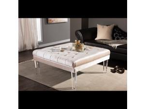 Baxton Studio Edna Modern and Contemporary Square Beige Microsuede Fabric Upholstered Lux Tufted Ottoman Bench with Acrylic Legs Baxton Studio Edna Modern and Contemporary Square Beige Microsuede Fabric Upholstered Lux Tufted Ottoman Bench with Acrylic Legs