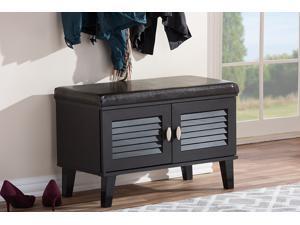 Baxton Studio Sheffield Modern and Contemporary 2-door Dark Brown Wood Entryway Storage Cushioned Bench Shoe Rack Cabinet Organizer Baxton Studio Sheffield Modern and Contemporary 2-door Dark Brown Wood Entryway Storage Cushioned Bench Shoe Rack Cabinet Organizer