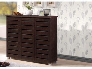 Baxton Studio Adalwin Modern and Contemporary 3-Door Dark Brown Wooden Entryway Shoes Storage Cabinet Baxton Studio Adalwin Modern and Contemporary 3-Door Dark Brown Wooden Entryway Shoes Storage Cabinet