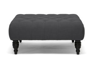Keswick Dark Gray Linen Modern Tufted Ottoman Keswick Dark Gray Linen Modern Tufted Ottoman