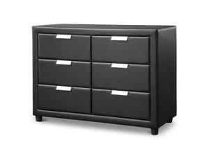 Baxton Studio Pageant Black Faux Leather Upholstered Dresser Baxton Studio Pageant Black Faux Leather Upholstered Dresser