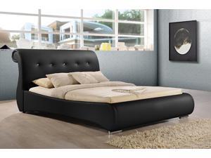 Baxton Studio Pergamena Black Leather Contemporary Queen-Size Bed Baxton Studio Pergamena Black Leather Contemporary Queen-Size Bed