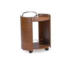 Baxton Studio Carlsen 2-tier Walnut Finish Serving Trolley with Chrome Handles Baxton Studio Carlsen 2-tier Walnut Finish Serving Trolley with Chrome Handles