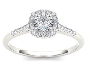 De Couer 10k White Gold 1/2ct TDW Diamond Solitaire Engagement Ring (H-I, I2) De Couer 10k White Gold 1/2ct TDW Diamond Solitaire Engagement Ring (H-I, I2)