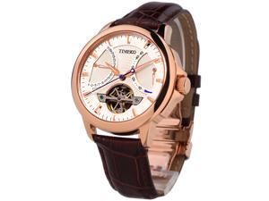 Time100 Men's Swiss Movt Navigator-Series Tourbillon-Style Mechanical Brown Strap Watch #W70035G.02A Time100 Men's Swiss Movt Navigator-Series Tourbillon-Style Mechanical Brown Strap Watch #W70035G.02A