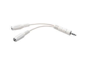 Tripp Lite P313-06N-WH 6" 3.5mm Mini Stereo Cable adapter Y Splitter for Speakers and Headphones (M to 2x F) White M-F Tripp Lite P313-06N-WH 6" 3.5mm Mini Stereo Cable adapter Y Splitter for Speakers and Headphones (M to 2x F) White M-F