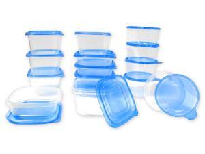 30 Piece Plastic Food Container Set - 15 Plastic Storage Containers with Blue Lids 30 Piece Plastic Food Container Set - 15 Plastic Storage Containers with Blue Lids