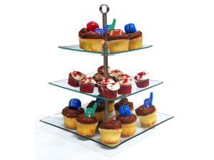 3 Tier Square Glass Cupcake Dessert Stand - Party Display Tray or Cupcake Holder 3 Tier Square Glass Cupcake Dessert Stand - Party Display Tray or Cupcake Holder