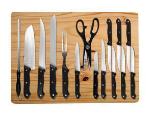16 Pc Kitchen Cutlery Sets - Stainless Steel Kitchen Knife Set w/ Cutting Board (Black) 16 Pc Kitchen Cutlery Sets - Stainless Steel Kitchen Knife Set w/ Cutting Board (Black)