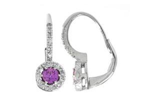 Mastini 14K White Gold Pink Sapphire & Diamond Hoop Earrings (1.00 Ctw) Mastini 14K White Gold Pink Sapphire & Diamond Hoop Earrings (1.00 Ctw)