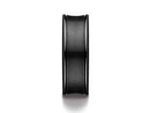 Benchmark Black Titanium 7.5Mm Comfort-Fit Satin-Finished Concave Round Edge Carved Design Ring Band Benchmark Black Titanium 7.5Mm Comfort-Fit Satin-Finished Concave Round Edge Carved Design Ring Band