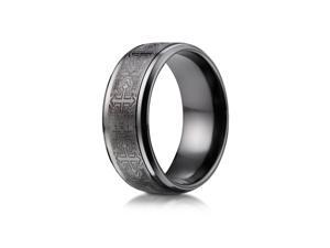 Black Titanium 9Mm Comfort-Fit Cathedral Cross Design Ring Band Black Titanium 9Mm Comfort-Fit Cathedral Cross Design Ring Band