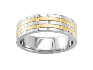 Men'S Handmade 14K Two Toned Brick Comfort-Fit Wedding Band (6.50 Mm) Men'S Handmade 14K Two Toned Brick Comfort-Fit Wedding Band (6.50 Mm)
