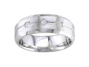 1/5 Carat Diamond Men'S Handmade 14K White Gold Beveled Edge Comfort-Fit Wedding Band 1/5 Carat Diamond Men'S Handmade 14K White Gold Beveled Edge Comfort-Fit Wedding Band