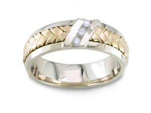 1/10 Carat Diamond Handmade 14K Two Toned Gold Comfort-Fit Wedding Ring 1/10 Carat Diamond Handmade 14K Two Toned Gold Comfort-Fit Wedding Ring