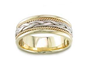 Men'S Handmade 14K Two Toned Gold Braided Comfort-Fit Wedding Band Ring (7.00 Mm) Men'S Handmade 14K Two Toned Gold Braided Comfort-Fit Wedding Band Ring (7.00 Mm)