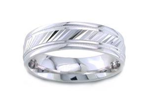 Men'S 14K White Gold Engraved Comfort-Fit Wedding Band (6.50 Mm) Men'S 14K White Gold Engraved Comfort-Fit Wedding Band (6.50 Mm)