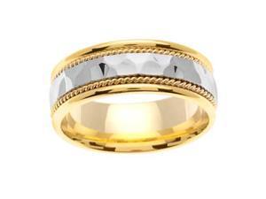 Men'S Handmade 14K Two Toned Gold Hammered & Braided Comfort-Fit Wedding Band (8.00 Mm) Men'S Handmade 14K Two Toned Gold Hammered & Braided Comfort-Fit Wedding Band (8.00 Mm)