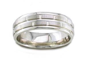 14K White Gold Brick Pattern Comfort-Fit Wedding Band (6.50 Mm) 14K White Gold Brick Pattern Comfort-Fit Wedding Band (6.50 Mm)