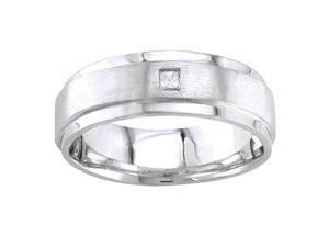 Men'S Handmade 14K White Gold Diamond Simple Comfort-Fit Wedding Ring (0.07 Ct) Men'S Handmade 14K White Gold Diamond Simple Comfort-Fit Wedding Ring (0.07 Ct)
