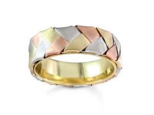 Men'S Handmade 14K Tri-Color Gold Braided Ribbon Comfort-Fit Wedding Band (7.00 Mm) Men'S Handmade 14K Tri-Color Gold Braided Ribbon Comfort-Fit Wedding Band (7.00 Mm)