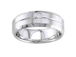 Men'S Handmade 14K White Gold Diamond Comfort-Fit Wedding Ring (0.14 Ctw) Men'S Handmade 14K White Gold Diamond Comfort-Fit Wedding Ring (0.14 Ctw)