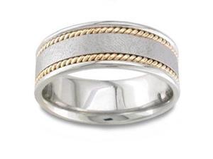 Men'S Handmade 14K Two Toned Gold Textured Braid Comfort-Fit Wedding Band (8.00 Mm) Men'S Handmade 14K Two Toned Gold Textured Braid Comfort-Fit Wedding Band (8.00 Mm)