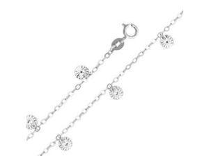 14K White Gold Charm Anklet Bracelet(Length: 9+1"/Measures: 2.0mm Bracelet / 6.0mm Charm; Weight:1.5 Grams Approx.) 14K White Gold Charm Anklet Bracelet(Length: 9+1"/Measures: 2.0mm Bracelet / 6.0mm Charm; Weight:1.5 Grams Approx.)