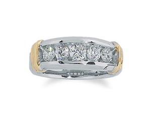 Men'S 1 Carat Diamond 14K Two-Tone Gold Designer Wedding Anniversary Ring Men'S 1 Carat Diamond 14K Two-Tone Gold Designer Wedding Anniversary Ring