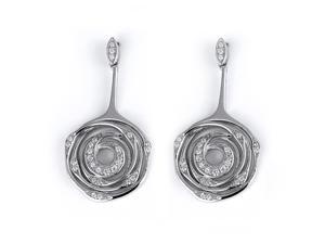 Sterling Silver Cz Flower Dangle Earrings Post Back 6.0g 1.4x0.7 Sterling Silver Cz Flower Dangle Earrings Post Back 6.0g 1.4x0.7