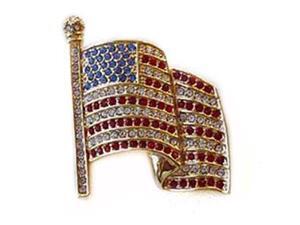24k Gold Plated Swarovski Crystal American Flag Pin/Brooch 1 1/2 inches x 1.00 inch (Boxed) 24k Gold Plated Swarovski Crystal American Flag Pin/Brooch 1 1/2 inches x 1.00 inch (Boxed)