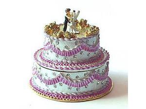 Pewter Swarovski Crystal Enamel Pink Wedding Cake Keepsake Box Pewter Swarovski Crystal Enamel Pink Wedding Cake Keepsake Box