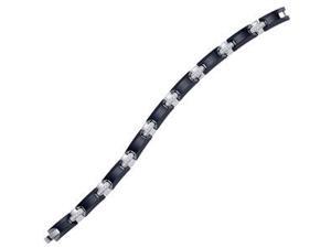 Men's Black Ceramic Tungsten Carbide Cubic Zirconia Link Bracelet Men's Black Ceramic Tungsten Carbide Cubic Zirconia Link Bracelet