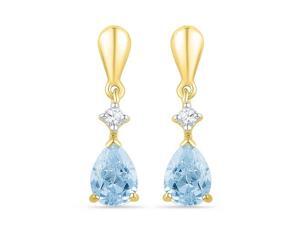 10k Yellow Gold 1.72 ctw Diamond Swiss Blue Topaz Dangle Earring 10k Yellow Gold 1.72 ctw Diamond Swiss Blue Topaz Dangle Earring