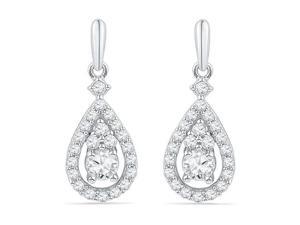 10k White Gold 0.50 ctw Diamond Drop Earring 10k White Gold 0.50 ctw Diamond Drop Earring